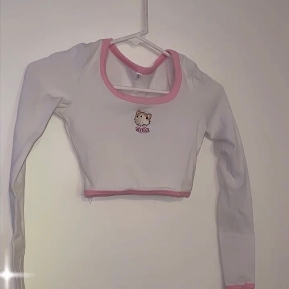 Kawaii tight long sleeve crop top
